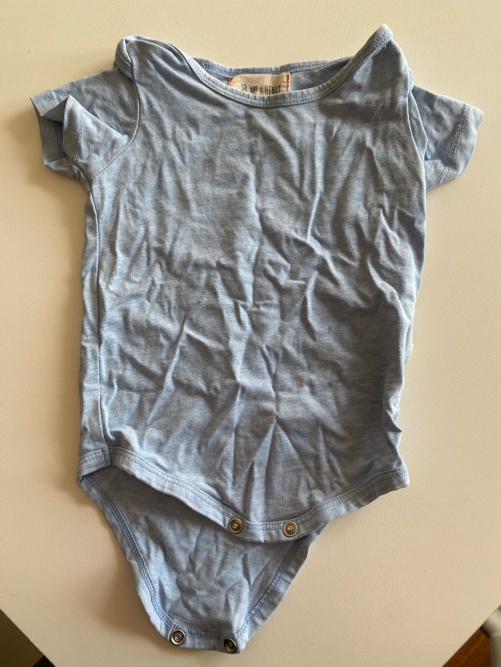 Light Blue Short-Sleeve Baby Bodysuit with Snap Closures